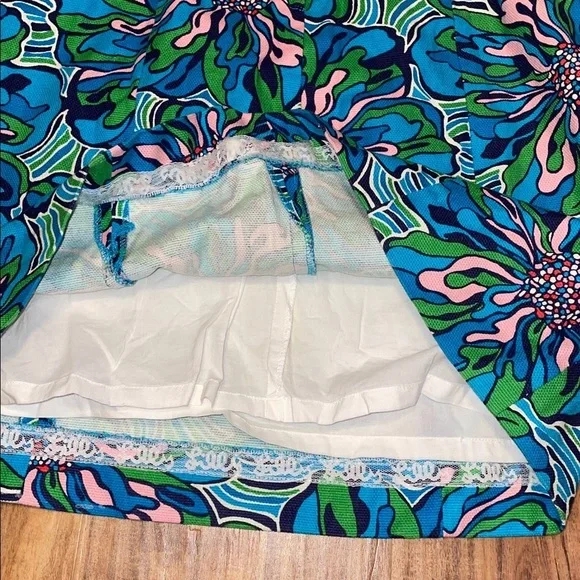 Lilly Pulitzer women’s 4 small dress Strapless Blue Green Floral Bowen vintage - Picture 4 of 9